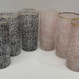 Midcentury vintage speckled confetti glassware set of 6